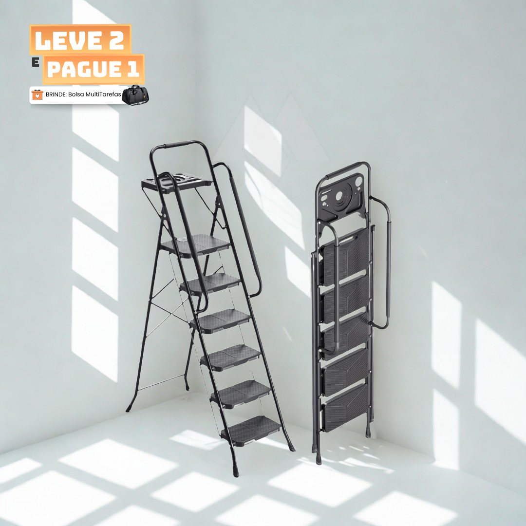 [Leve 2 Pague 1] Escada Evolut Antiderrapante, Segurança 100% Onde Usar + BRINDE: Bolsa MultiTarefa