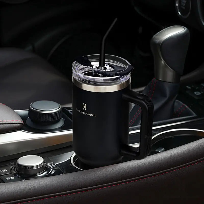 Copo Térmico Inox Portátil 1200ml/1.2L Garrafa Térmica Inoxidável com Tampa e Canudo