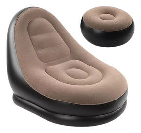 Poltrona Inflável Ultra Lounge Com Pufe Sofá Preguiçoso Cor Marrom