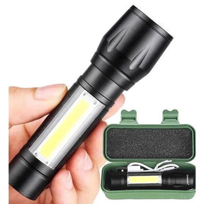 Mini Lanterna Tática Com Led E Zoom Recarregável Usb Lanterna De Mao