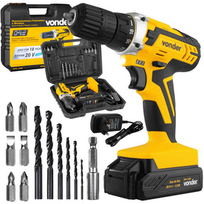Parafusadeira Furadeira Sem Fio 20v Reversível PFV 238 Vonder com Maleta Broca Bits 110v 220v